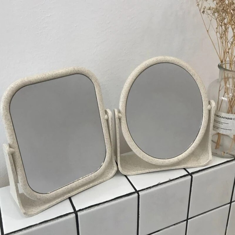 Little Bear makiažo veidrodis Moteriškas makiažo darbalaukis mielas besisukantis mados veidrodis ovalus stačiakampio formos moteriškas kosmetinis veidrodis