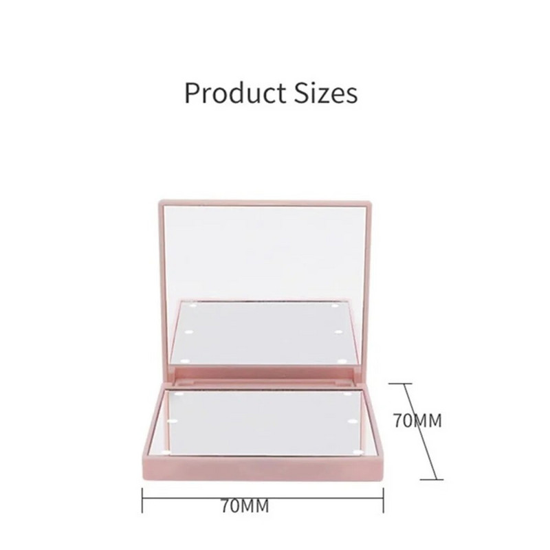 Grima spogulis ar LED gaismu pārnēsājams kabatas spogulis Divpusējs salokāms spogulis kompakts spogulis gaismas grims spogulisGlift Cosmetic