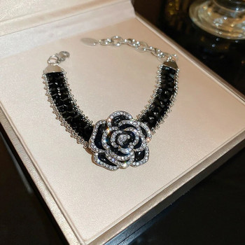 Πολυτελή κρυστάλλινα βραχιόλια Camellia για γυναικείο φόρεμα πάρτι Αξεσουάρ κοσμήματα Vinatage γοητεία Βραχιόλι με στρας Δώρα