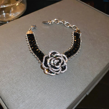Πολυτελή κρυστάλλινα βραχιόλια Camellia για γυναικείο φόρεμα πάρτι Αξεσουάρ κοσμήματα Vinatage γοητεία Βραχιόλι με στρας Δώρα