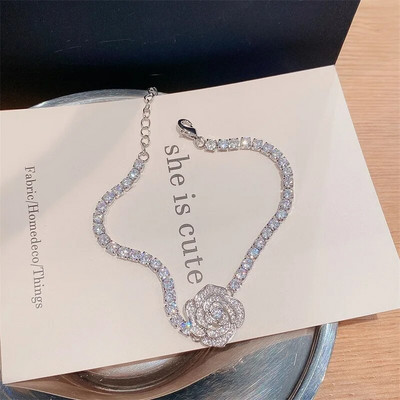 Πολυτελή κρυστάλλινα βραχιόλια Camellia για γυναικείο φόρεμα πάρτι Αξεσουάρ κοσμήματα Vinatage γοητεία Βραχιόλι με στρας Δώρα