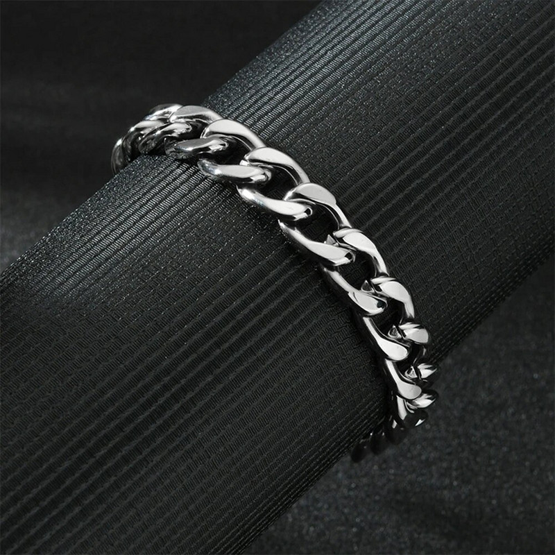Modernas vīriešu rokassprādzes, nerūsējošā tērauda apmales, kubiešu saites, ķēdes rokassprādzes sievietēm, rotaslietas pāru mīļotājiem uz rokas garums 18-23 cm