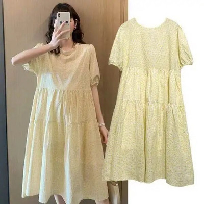 Grūtniecēm Vasaras apģērbs Kleitas ar īsām piedurknēm Virsdrēbes ar ziediem apdrukātu grūtnieču dāmu Eleganta kleita jauks apģērbs grūtniecēm