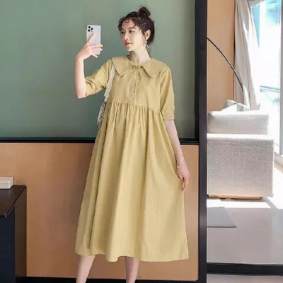 Grūtniecēm Vasaras apģērbs Kleitas ar īsām piedurknēm Virsdrēbes ar ziediem apdrukātu grūtnieču dāmu Eleganta kleita jauks apģērbs grūtniecēm