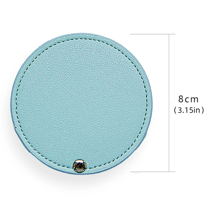 1PC salokāms kabatas spogulis PU kosmētiskais spogulis mini apaļš grima spogulis ceļojumu grima rīks uznirstošais dizains apaļas formas DIY pārnēsājams