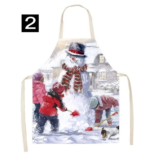 Kalėdų puošmena Kalėdų Senelis Raudona Prijuostė be rankovių Lininė virtuvės prijuostė Moterų namuose Maisto gaminimas Kepimas Juosmuo Seilinukas Prijuostė Delantal