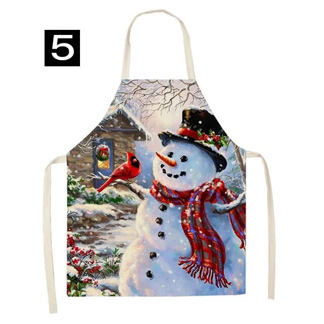 Kalėdų puošmena Kalėdų Senelis Raudona Prijuostė be rankovių Lininė virtuvės prijuostė Moterų namuose Maisto gaminimas Kepimas Juosmuo Seilinukas Prijuostė Delantal