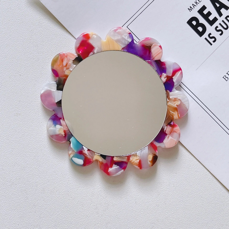 Virág alakú ecetsavas sminktükör kézi kör alakú tükör kézi tükör SPA szalon kompakt ecetsavas tükrök kozmetikai új