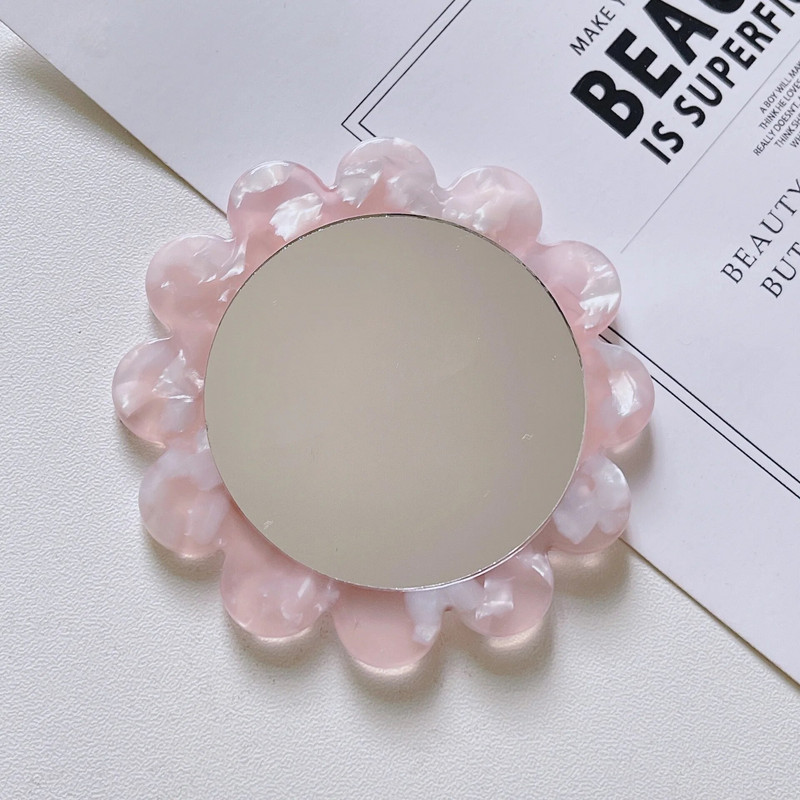 Virág alakú ecetsavas sminktükör kézi kör alakú tükör kézi tükör SPA szalon kompakt ecetsavas tükrök kozmetikai új