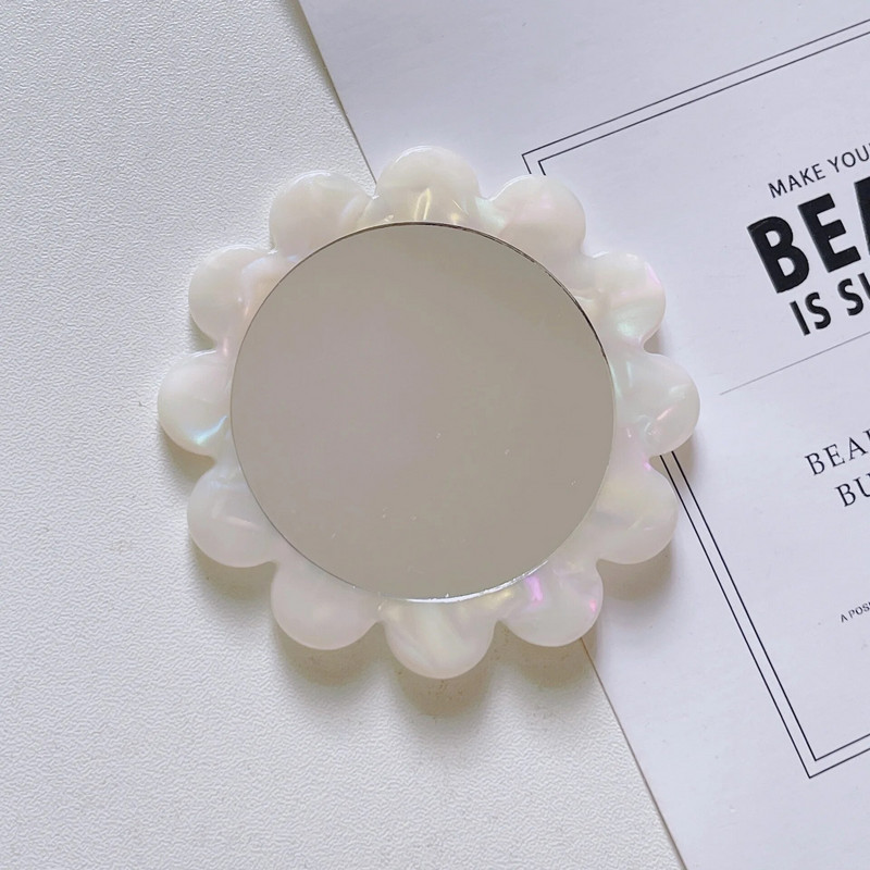 Virág alakú ecetsavas sminktükör kézi kör alakú tükör kézi tükör SPA szalon kompakt ecetsavas tükrök kozmetikai új
