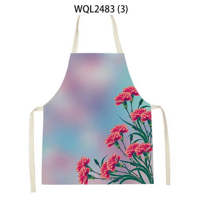 Skaista ziedu raksta lina roku salvete bez piedurknēm vidukļa priekšauts Mājas apdare Priekšauts Virtuve Cepšanas piederumi Delantal Cocina