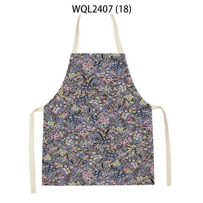 Skaista ziedu raksta lina roku salvete bez piedurknēm vidukļa priekšauts Mājas apdare Priekšauts Virtuve Cepšanas piederumi Delantal Cocina