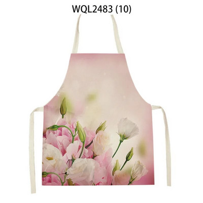 Skaista ziedu raksta lina roku salvete bez piedurknēm vidukļa priekšauts Mājas apdare Priekšauts Virtuve Cepšanas piederumi Delantal Cocina