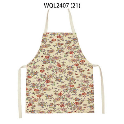 Skaista ziedu raksta lina roku salvete bez piedurknēm vidukļa priekšauts Mājas apdare Priekšauts Virtuve Cepšanas piederumi Delantal Cocina