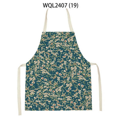 Skaista ziedu raksta lina roku salvete bez piedurknēm vidukļa priekšauts Mājas apdare Priekšauts Virtuve Cepšanas piederumi Delantal Cocina