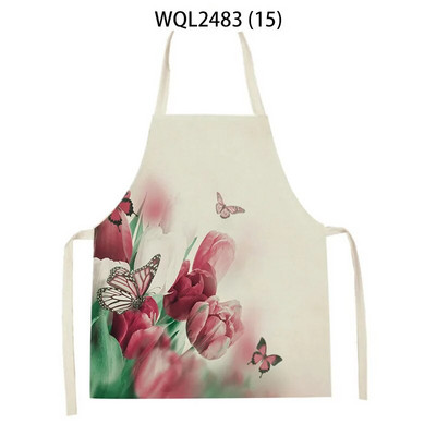 Skaista ziedu raksta lina roku salvete bez piedurknēm vidukļa priekšauts Mājas apdare Priekšauts Virtuve Cepšanas piederumi Delantal Cocina