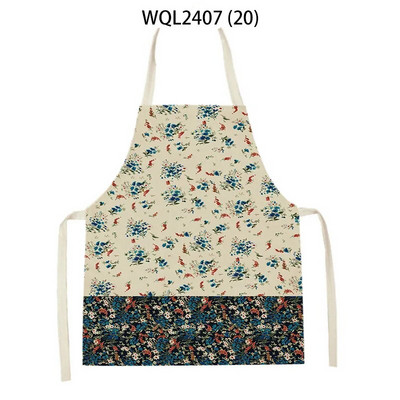 Skaista ziedu raksta lina roku salvete bez piedurknēm vidukļa priekšauts Mājas apdare Priekšauts Virtuve Cepšanas piederumi Delantal Cocina