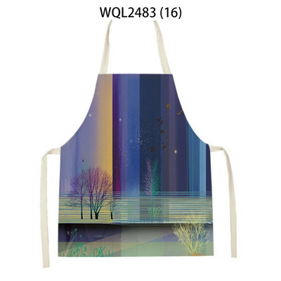 Skaista ziedu raksta lina roku salvete bez piedurknēm vidukļa priekšauts Mājas apdare Priekšauts Virtuve Cepšanas piederumi Delantal Cocina