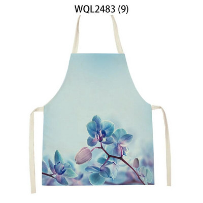 Skaista ziedu raksta lina roku salvete bez piedurknēm vidukļa priekšauts Mājas apdare Priekšauts Virtuve Cepšanas piederumi Delantal Cocina