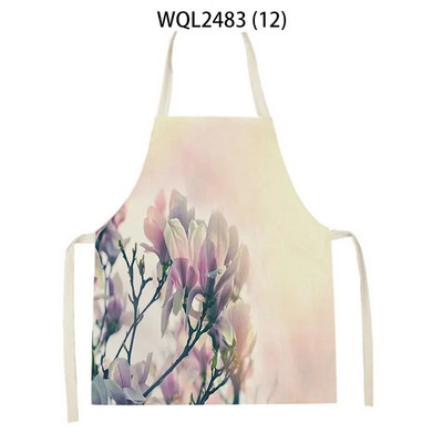 Skaista ziedu raksta lina roku salvete bez piedurknēm vidukļa priekšauts Mājas apdare Priekšauts Virtuve Cepšanas piederumi Delantal Cocina