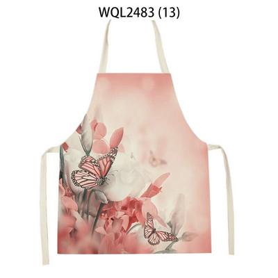 Skaista ziedu raksta lina roku salvete bez piedurknēm vidukļa priekšauts Mājas apdare Priekšauts Virtuve Cepšanas piederumi Delantal Cocina