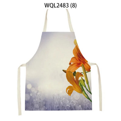 Skaista ziedu raksta lina roku salvete bez piedurknēm vidukļa priekšauts Mājas apdare Priekšauts Virtuve Cepšanas piederumi Delantal Cocina