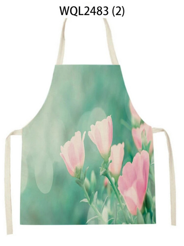 Skaista ziedu raksta lina roku salvete bez piedurknēm vidukļa priekšauts Mājas apdare Priekšauts Virtuve Cepšanas piederumi Delantal Cocina