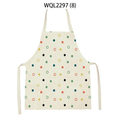 Vienkāršs ģeometrisks punktu raksts Lina audums bez piedurknēm, roku noslaukāms jostas priekšauts Mājas dekors Virtuves tīrīšanas rīki Delantal Cocina