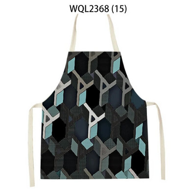 Vienkāršs ģeometrisks punktu raksts Lina audums bez piedurknēm, roku noslaukāms jostas priekšauts Mājas dekors Virtuves tīrīšanas rīki Delantal Cocina