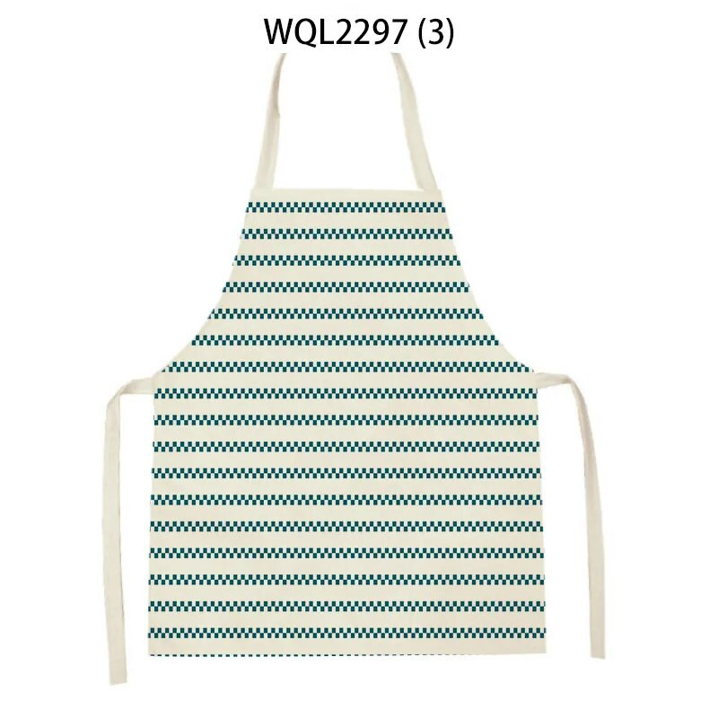 Vienkāršs ģeometrisks punktu raksts Lina audums bez piedurknēm, roku noslaukāms jostas priekšauts Mājas dekors Virtuves tīrīšanas rīki Delantal Cocina