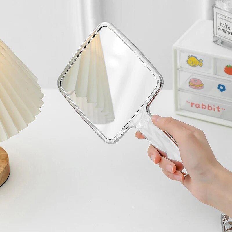 1Gb Square Mirror Mini Rokā turams galddatora kosmētikas spogulis kosmētikas spogulis ceļojumu metāla pārnēsājams skaistumkopšanas spogulis