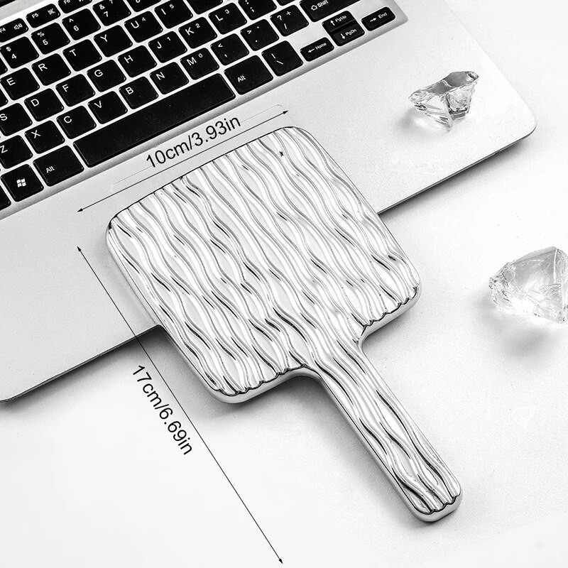 1Gb Square Mirror Mini Rokā turams galddatora kosmētikas spogulis kosmētikas spogulis ceļojumu metāla pārnēsājams skaistumkopšanas spogulis