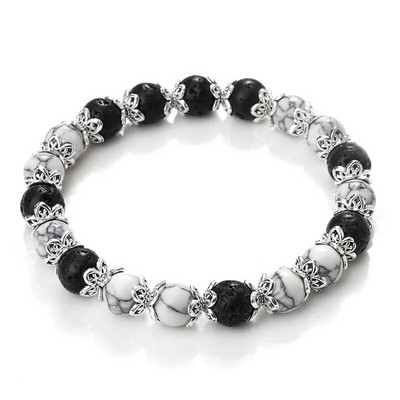 8mm baltas haulito akmuo Moteriška apyrankė Metalinis tarpiklis žavesys Natūralūs agatai Rožinis rožinis kvarco karoliukai Apyrankės vyrams Papuošalai Dovanos