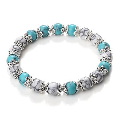 8mm baltas haulito akmuo Moteriška apyrankė Metalinis tarpiklis žavesys Natūralūs agatai Rožinis rožinis kvarco karoliukai Apyrankės vyrams Papuošalai Dovanos