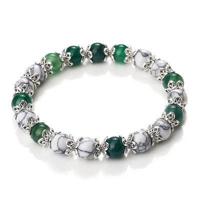 8mm baltas haulito akmuo Moteriška apyrankė Metalinis tarpiklis žavesys Natūralūs agatai Rožinis rožinis kvarco karoliukai Apyrankės vyrams Papuošalai Dovanos