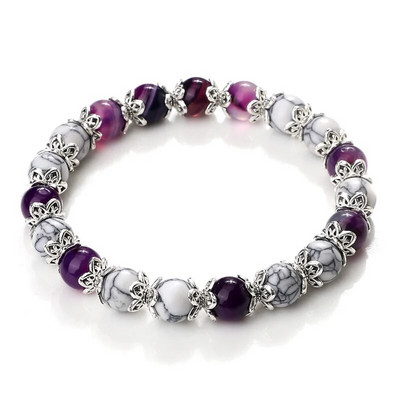 8mm baltas haulito akmuo Moteriška apyrankė Metalinis tarpiklis žavesys Natūralūs agatai Rožinis rožinis kvarco karoliukai Apyrankės vyrams Papuošalai Dovanos