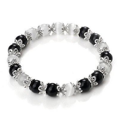 8mm baltas haulito akmuo Moteriška apyrankė Metalinis tarpiklis žavesys Natūralūs agatai Rožinis rožinis kvarco karoliukai Apyrankės vyrams Papuošalai Dovanos