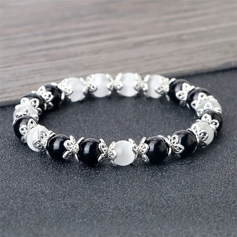 8mm baltas haulito akmuo Moteriška apyrankė Metalinis tarpiklis žavesys Natūralūs agatai Rožinis rožinis kvarco karoliukai Apyrankės vyrams Papuošalai Dovanos