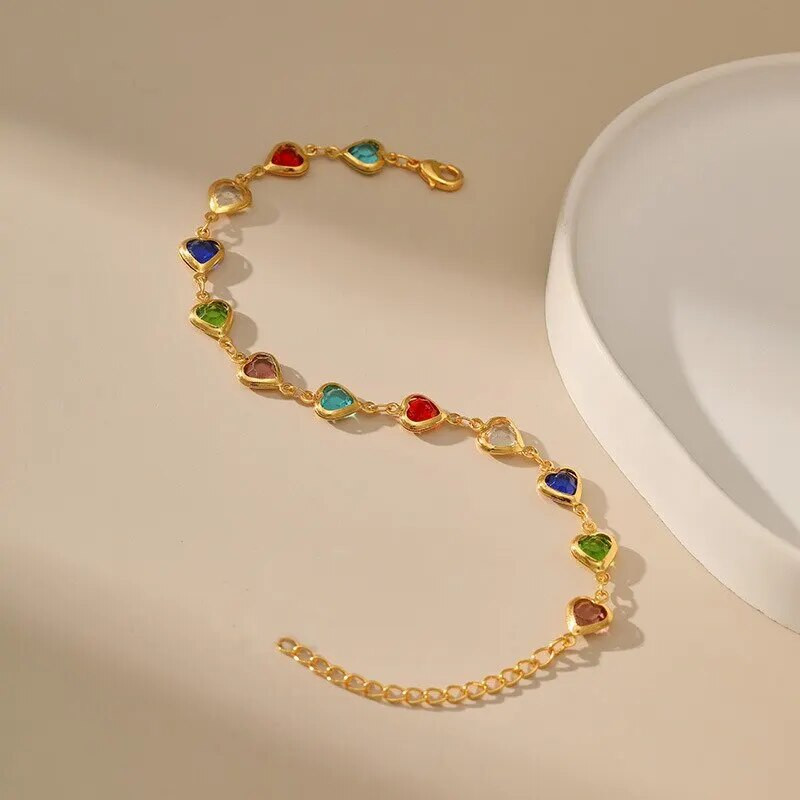 Ljetna kreativna modna zlatna narukvica od kristalnih perli u obliku srca s ljubavlju za žene, djevojke, rođendanski poklon, nakit