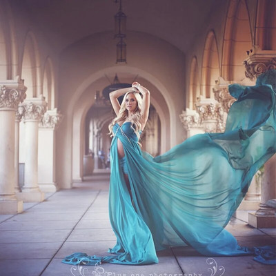 Seksīgas grūtnieču kleitas bez siksnām šifona gara kleita grūtniecības fotografēšanai grūtniecēm Maksimāla kleita foto aksesuāriem