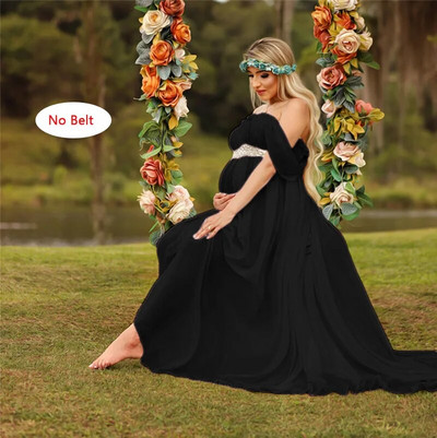 Seksīgas grūtnieču kleitas bez siksnām šifona gara kleita grūtniecības fotografēšanai grūtniecēm Maksimāla kleita foto aksesuāriem