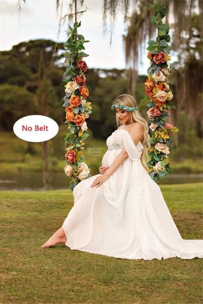 Seksīgas grūtnieču kleitas bez siksnām šifona gara kleita grūtniecības fotografēšanai grūtniecēm Maksimāla kleita foto aksesuāriem
