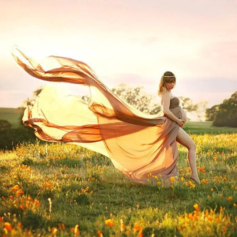 Seksīgas grūtnieču kleitas bez siksnām šifona gara kleita grūtniecības fotografēšanai grūtniecēm Maksimāla kleita foto aksesuāriem