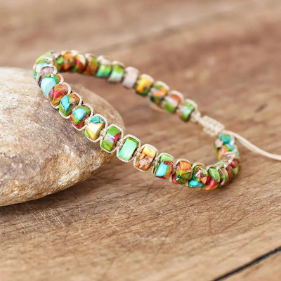 6 * 4 mm-es gyöngyök 7 csakra karkötő barkács kézzel készített szövött karkötő természetes kő Boho jóga báj karkötő női divat ékszerek ajándékok