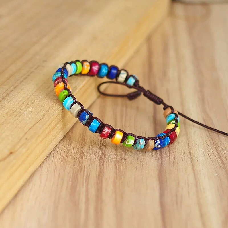 6 * 4 mm-es gyöngyök 7 csakra karkötő barkács kézzel készített szövött karkötő természetes kő Boho jóga báj karkötő női divat ékszerek ajándékok