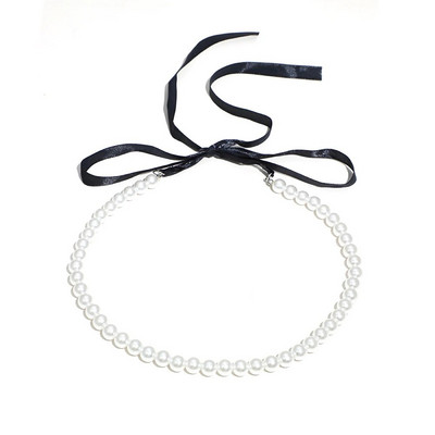 Punk ilgas platus juodas aksominis kaspinas kaklelio peteliškės imituoti perlų karoliukai žavingi apykaklės karoliai gotikiniai papuošalai Naujųjų metų dovanos