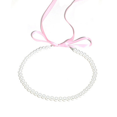 Punk ilgas platus juodas aksominis kaspinas kaklelio peteliškės imituoti perlų karoliukai žavingi apykaklės karoliai gotikiniai papuošalai Naujųjų metų dovanos