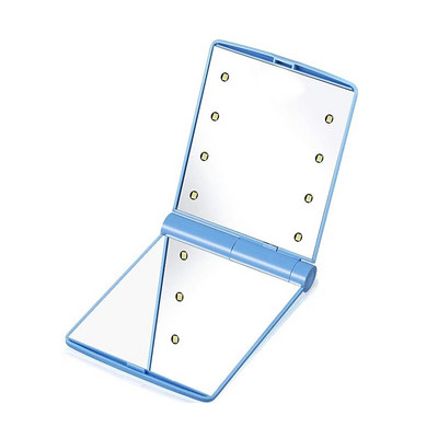 1 gab. 8 LED gaismas Lampas Sieviešu salokāmi kosmētikas spoguļi Sieviešu kosmētiskais ar rokām salokāms pārnēsājams kompakts kabatas spogulis