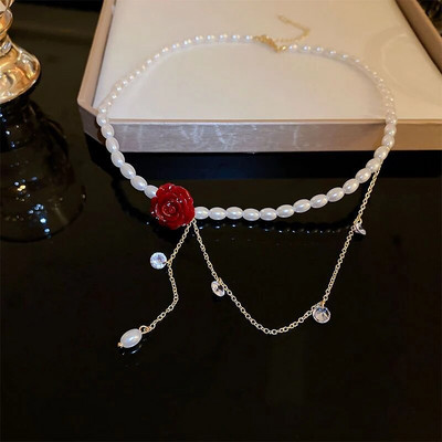 Nova moda, delikatne biserne ogrlice od tulipana, ženski temperamentni dizajn, stariji osjećaj, slatka ogrlica, nakit za zabave, darovi