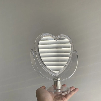 Νέος ακρυλικός καθρέφτης μακιγιάζ διπλής όψης Καθρέφτης καλλυντικών σε σχήμα καρδιάς Διαφανής βάση Καθρέφτης γραφείου γραφείου κρεβατοκάμαρας σπιτιού